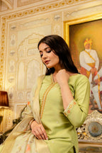 The52 Lemons Women's Beautiful Viscose Shimmer Fabric Embroidered Work Straight Kurta Pant and Dupatta Set - Distacart