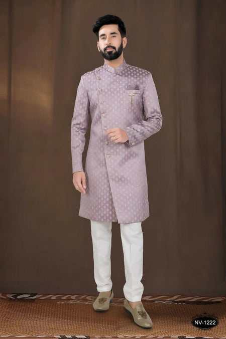 Joban Fashion Men's Pink Woven Jacquard Kurta with Pyjama