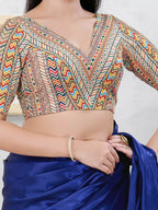 Joban Fashion Light-Gold Shift Elbow Sleeveless Back Open Blouse