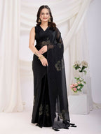 Black Rangoli Silk Diamond Work Ready To Wear Saree - Tamana