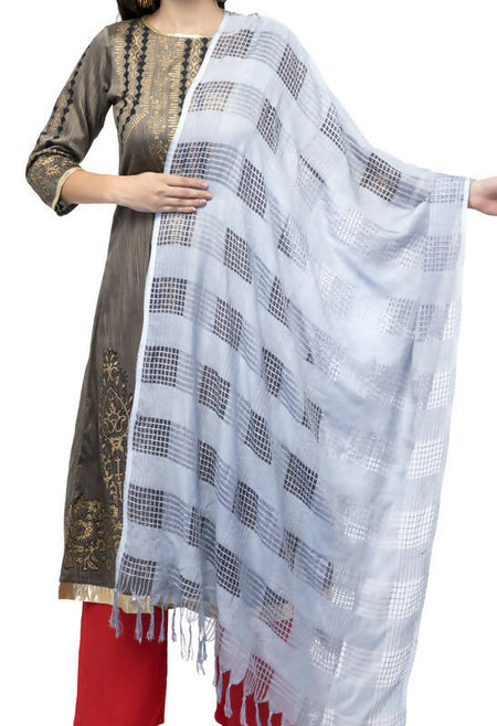 Mominos Fashion Moeza Silver Grey Window Cotton Dupatta