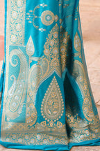 Joban Fashion Blue Banarasi Soft Pure Handloom Banarasi Silk Saree