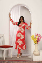 Jyoti Fashion Women's Pink Rayon Floral Print with Side Pocket Kurtis & Sets