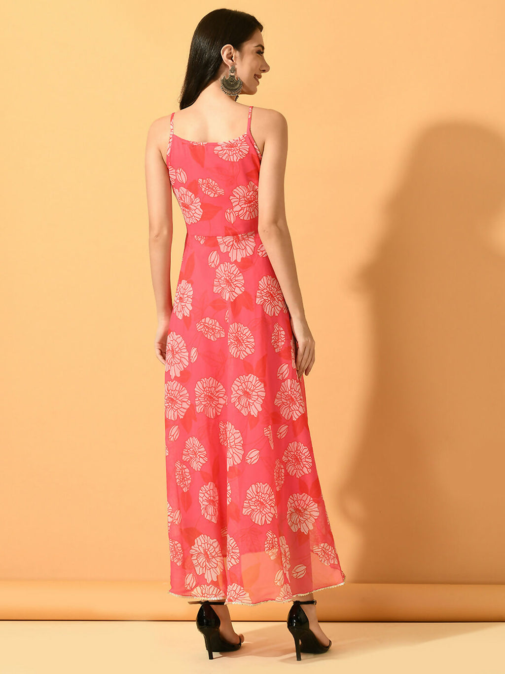 Myshka Women's Pink Fit and Flare Party Dress - Distacart