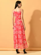 Myshka Women's Pink Fit and Flare Party Dress - Distacart
