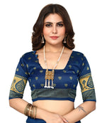 Vamika Blue Printed Art Silk Saree