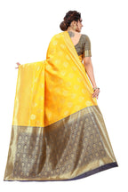 Vamika Ethnic Fire Yellow Weaving Banarasi Jacquard Saree - Distacart