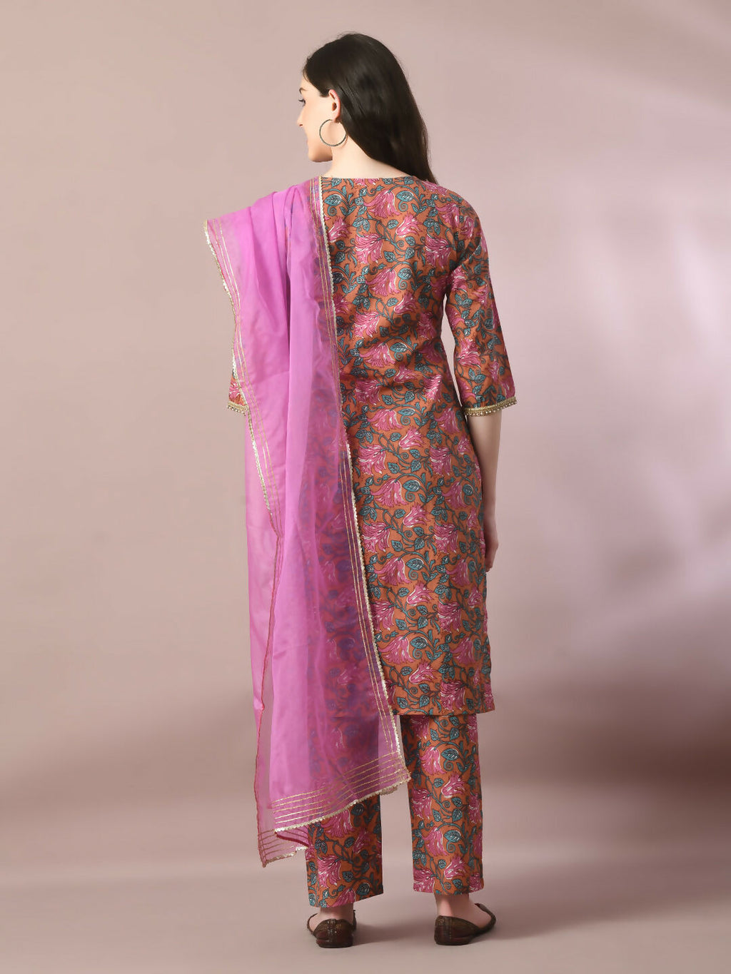 Myshka Women's Multi Printed Cotton Straight Party Kurta Set With Dupatta