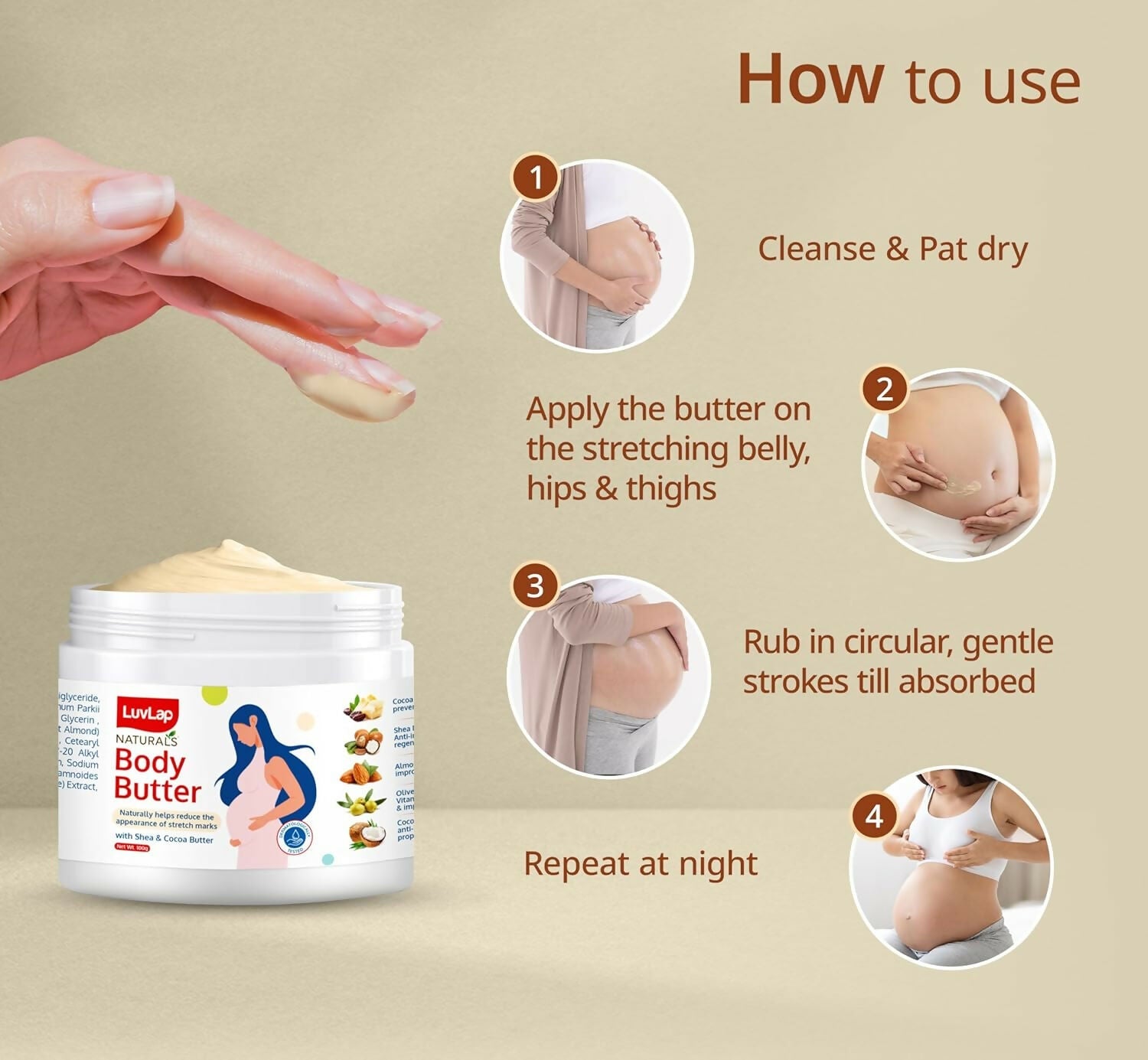 LuvLap Naturals Body Butter for Pregnant Belly