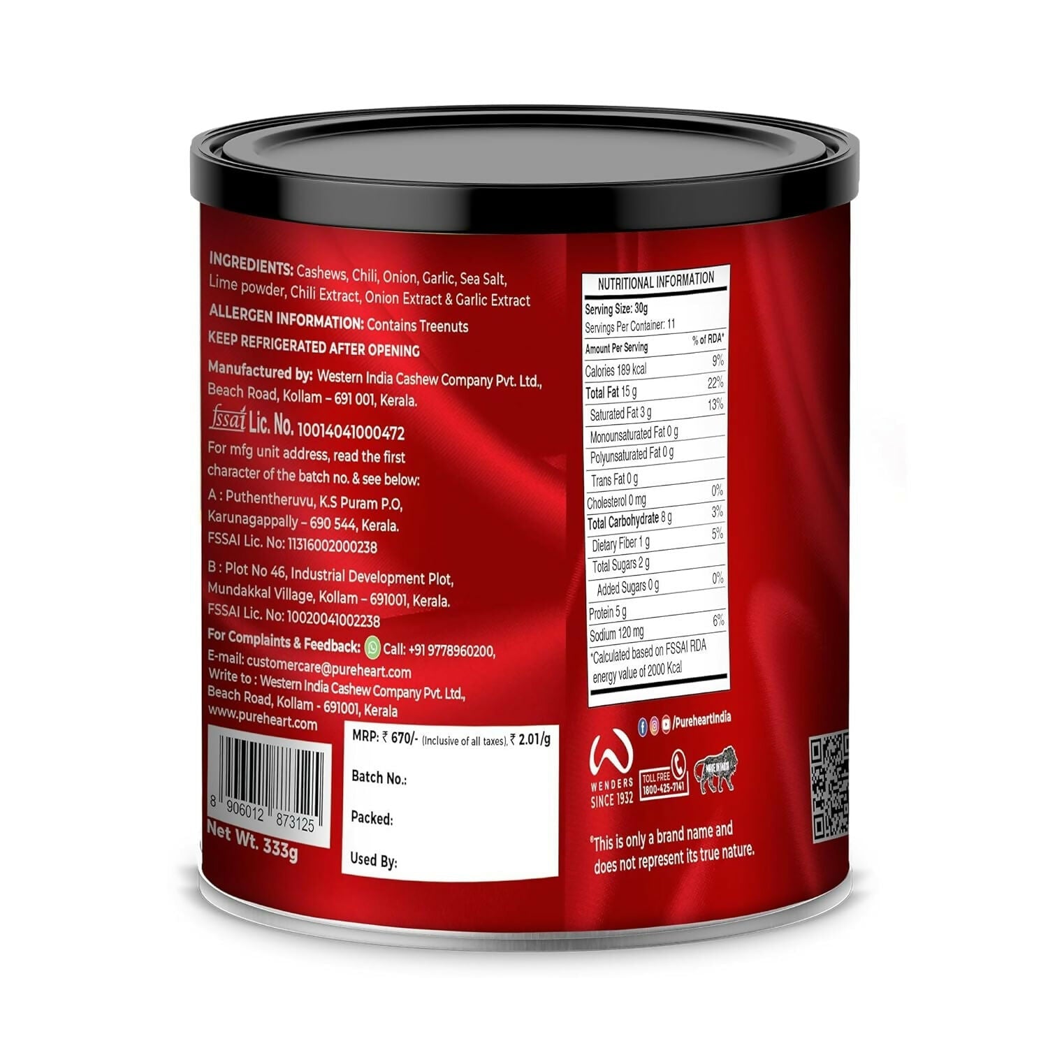 Pureheart Nutreat Fiery Hot Cashews - Distacart