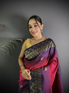 Joban Fashion Red Handloom Silk Ikkat Saree - Distacart