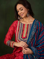 Sangria Embroidered Kurta & Palazzo With Dupatta