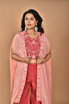 Morchari Women Hand Embroidery Crop Top-Rust