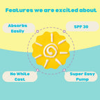 Puddles Kids Happy Troupers Mineral Sunscreen, Age 2-12 Years for SPF 30- UVA, UVB Protection