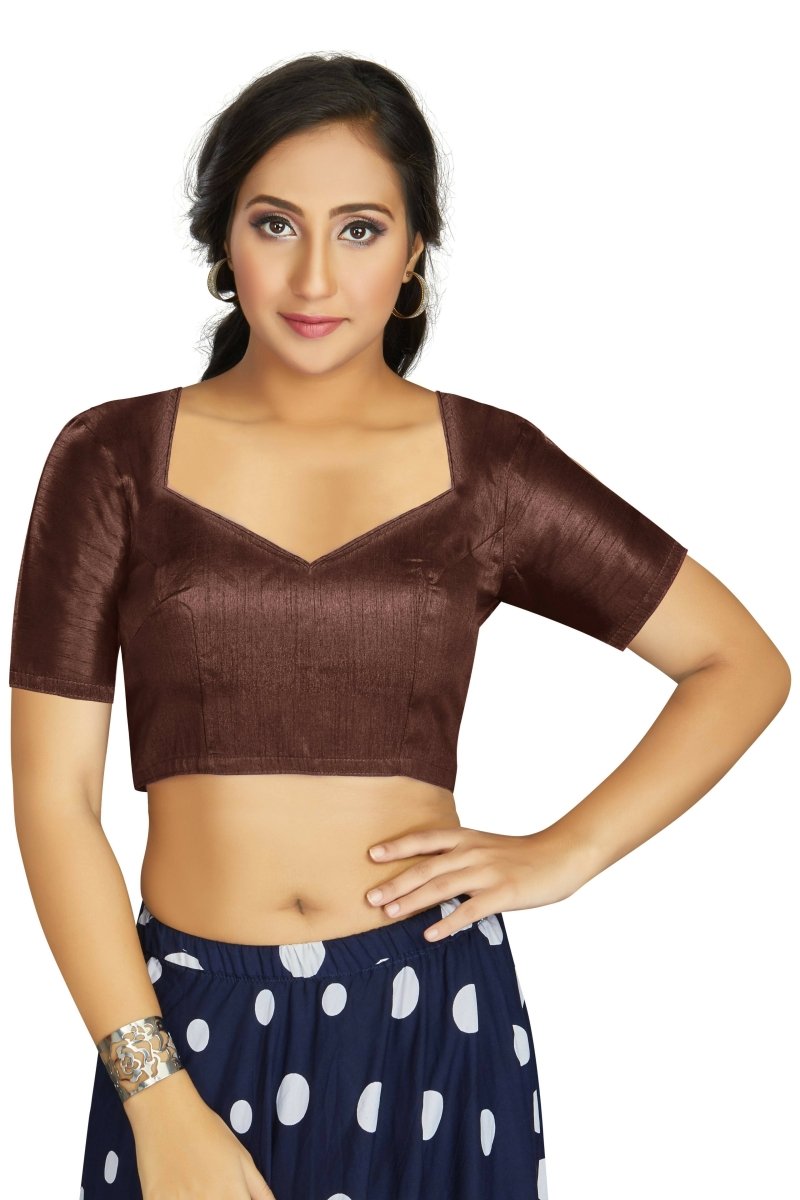 Aastha Fashion Women's Coffee Art Silk Designer Traditional Readymade Blouse