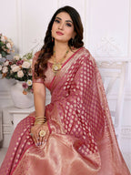 Aastha Fashion Light Pink Organza Silk Weaving Saree - Distacart
