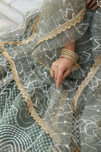 Eilara Glamorous Dusty Green Butterfly Net With Thread And Sequence Embroidered Work Fancy Lace Lehenga Choli For Wedding