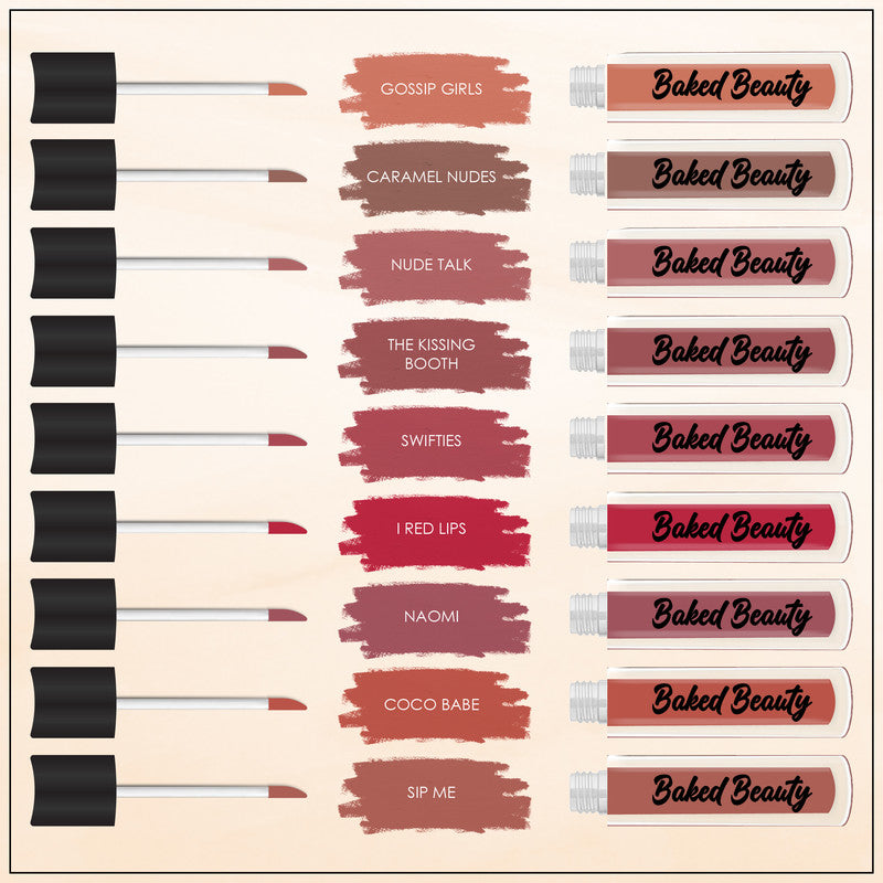 Baked Beauty Liquid Matte Lipstick Nude Palette (Set of 9)