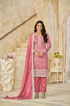 Anaita Pink Organza Crush Stitched Suit with Embroidery Work - Distacart