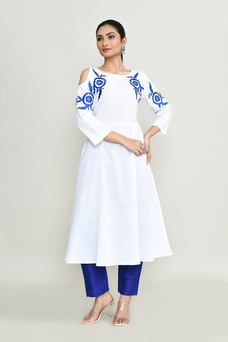 Joban Fashion White Rayon Kurta Set