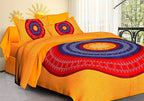 Vamika Printed Cotton Yellow With Multicolor Combination Bedsheet With Pillow Covers (LEOC_BANDJ_Y)