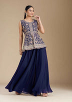 Teeya Creation Blue Color Star Georgette Party Wear Designer Peplum Sharara Set