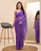 Purple Georgette Designer Printed Ready To Wear Saree - Ibiza