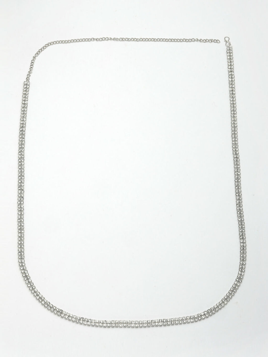 NVR Women's Silver-Plated AD-Studded Double Layered Kamarbandh Waist Chain