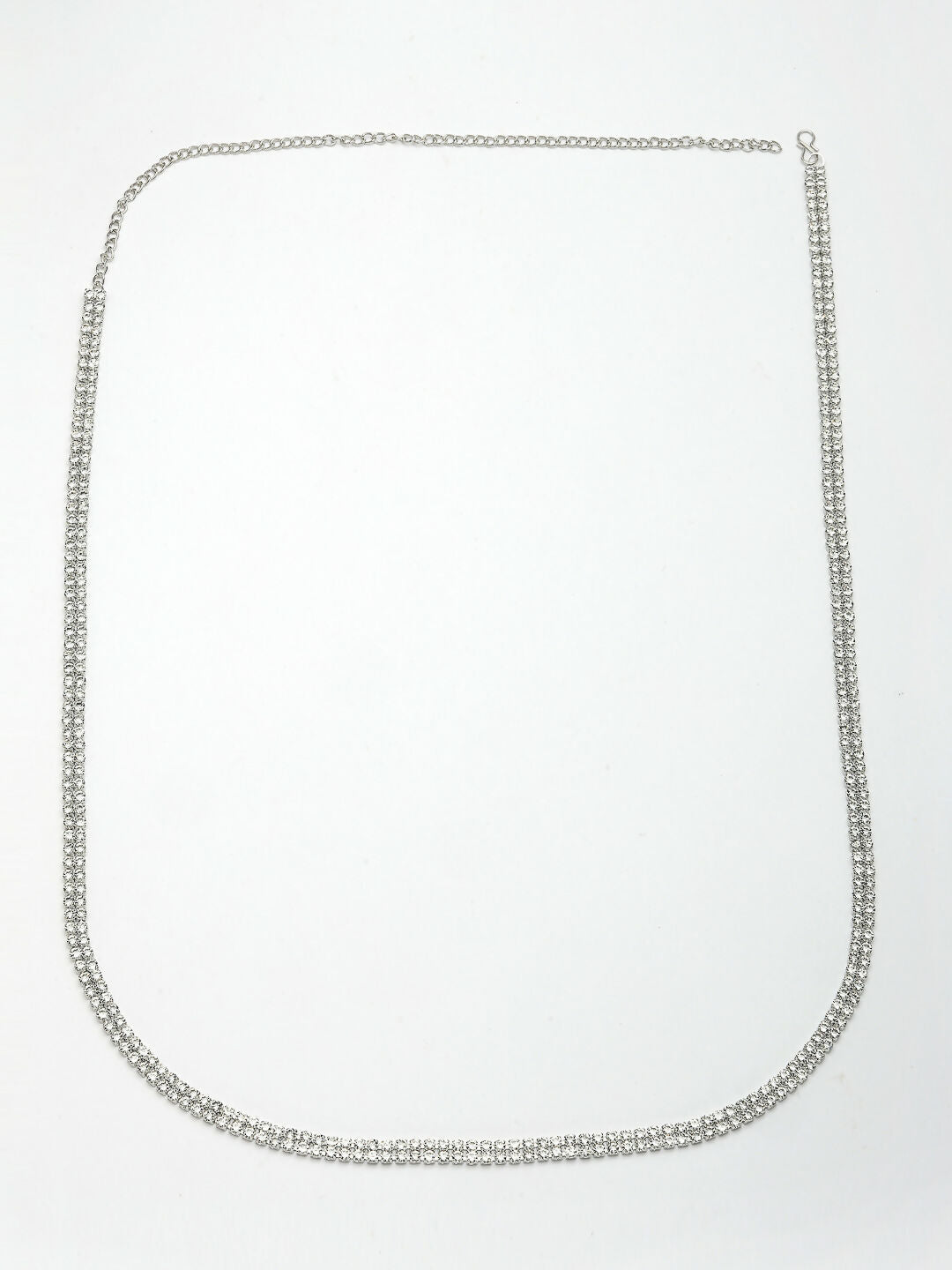 NVR Women's Silver-Plated AD-Studded Double Layered Kamarbandh Waist Chain