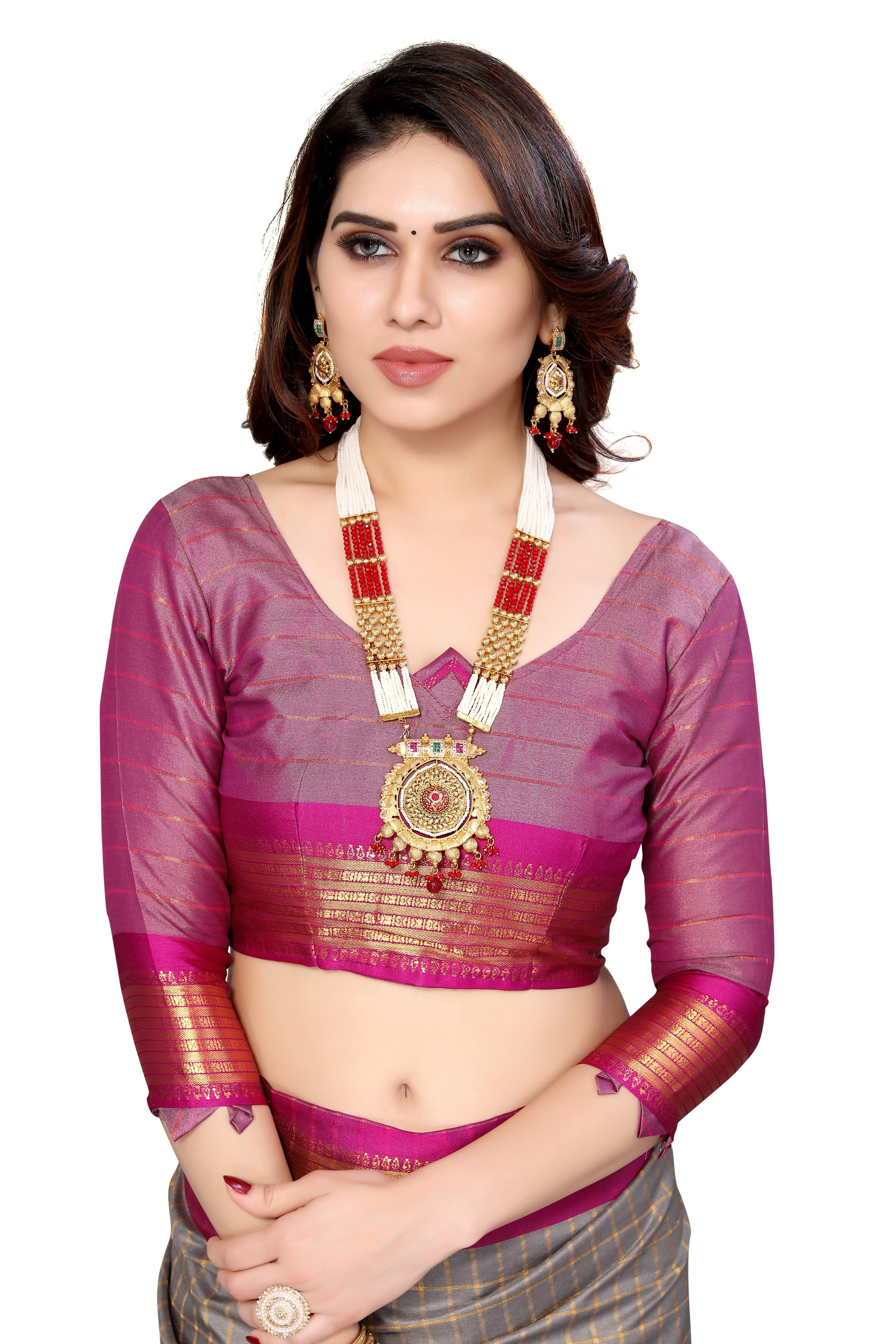 Vamika Weaving Beautiful Grey Cotton Silk Saree - Distacart