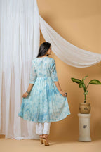 Joban Fashion Blue Tie & Dye Kurta Pant Set - Distacart
