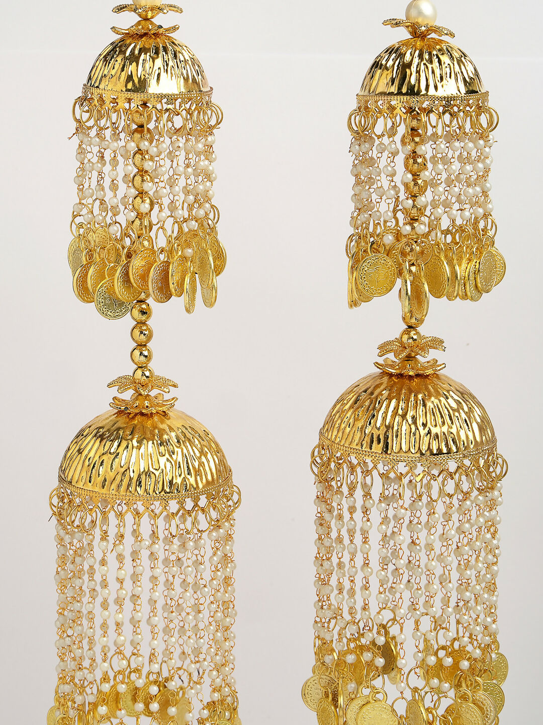NVR Women's Pack Of 2 Gold-Polished & White Pearl Beaded Bridal Layered Heavy Kaleera Sets - Distacart