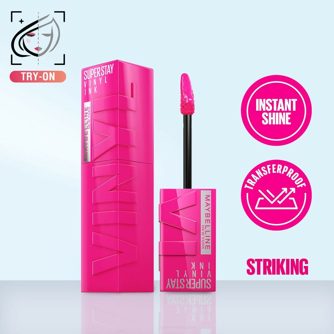 Maybelline New York Super Stay Vinyl Ink Liquid Lipstick, Instant Shine Lasts Up To 16H - Striking