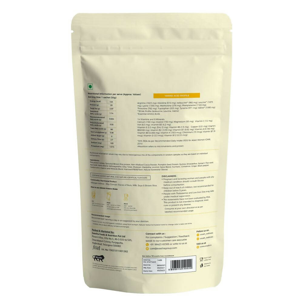 Oraah Plant Based Protein Powder Vanilla Flavor With Shaker