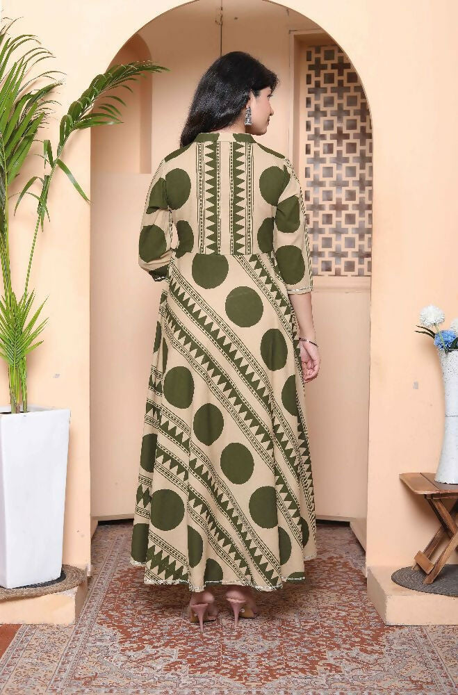 Miravan Womens Green Cotton Anarkali Kurta - Distacart
