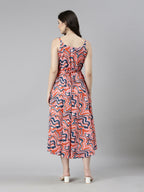 Souchii Multicolour Abstract Print Fit & Flare Midi Dress