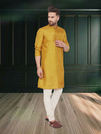 Even Apparels Men's Art Silk Beige Kurta