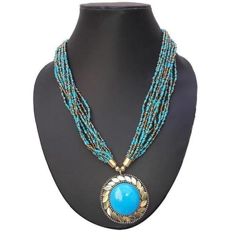 MS Fashion India Traditional Sky Blue Necklace for Women