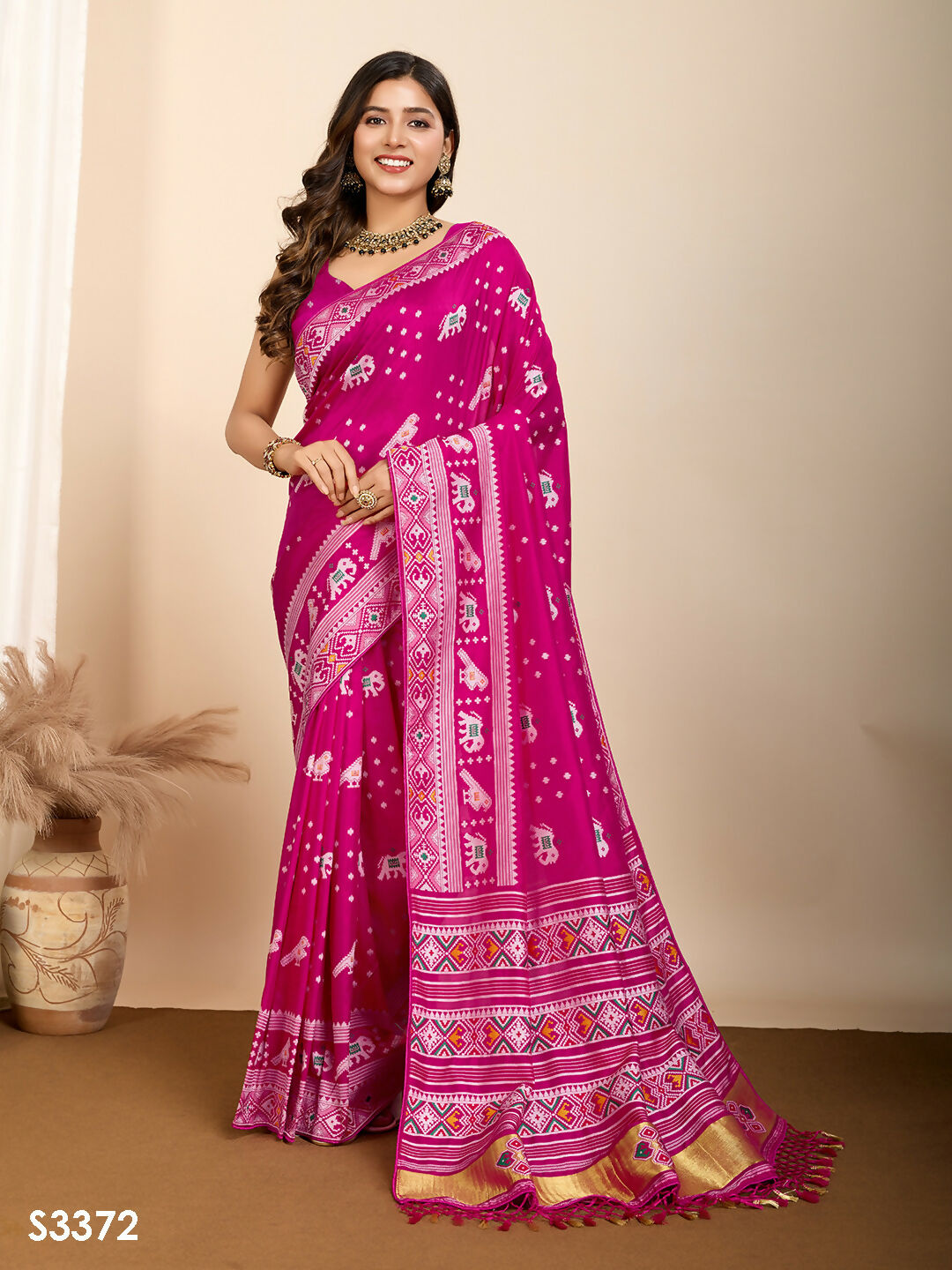 Pink Soft Silk Woven Meenakari Designer Saree - Vedanti