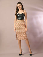 Myshka Women's Multi Printed Knee Length Party Embellished Skirts