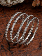 NVR Women's Set of 4 Silver-Toned German Silver Oxidised Bangles - Distacart