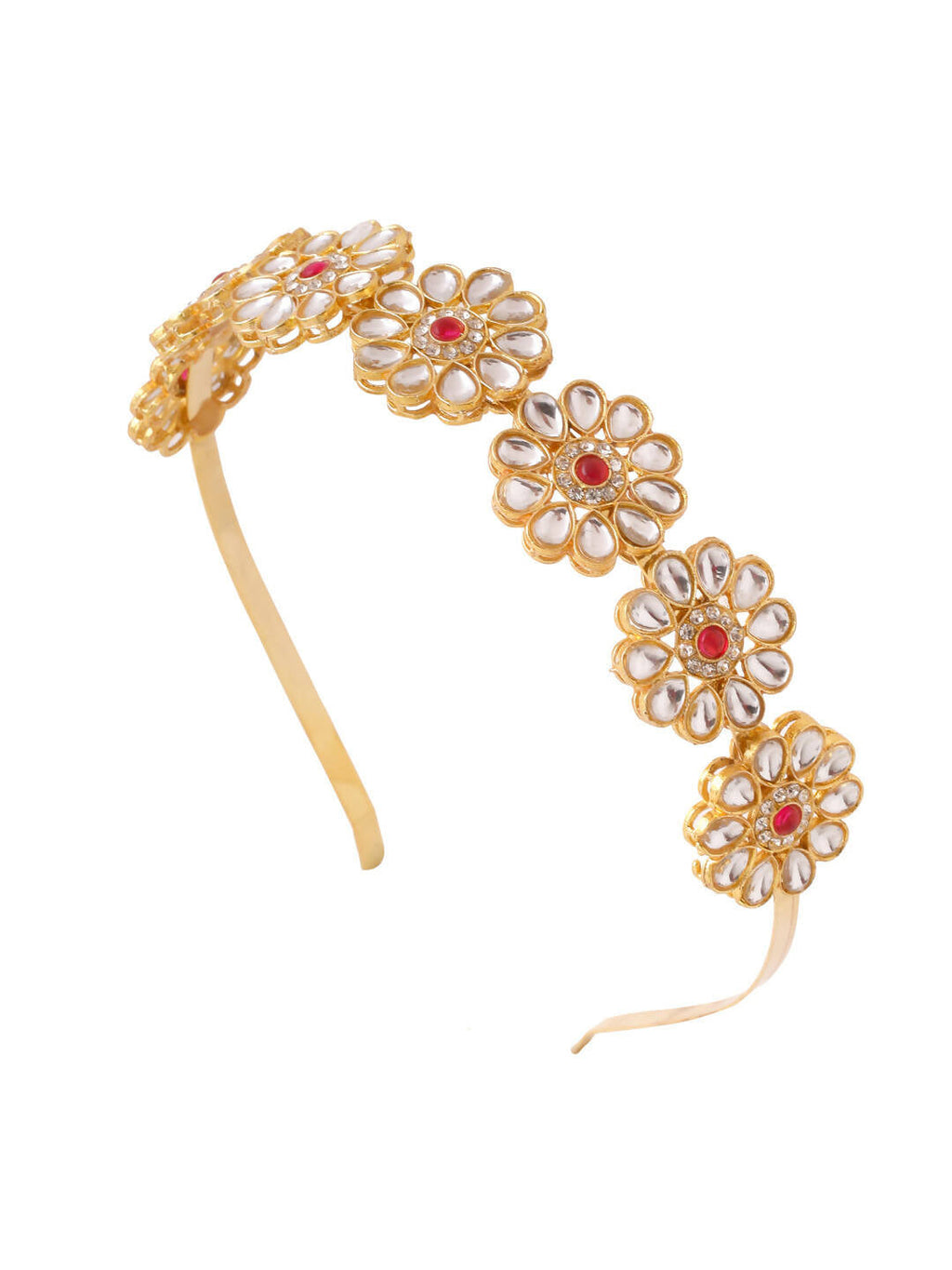 NVR Women's Rajputi Gold-Plated Kundan Matha Patti Hairband - Distacart