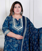 Miravan Plus Size Women'S Gota Patti Cotton Kurta Paired With Palazzo And Dupatta - Distacart