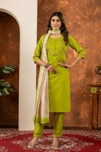 Parrot Green Salwar Kameez Set for Women by Infinity Export