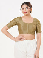 Joban Fashion Copper Taffeta Silk Elbow Sleeveless Front Open Blouse