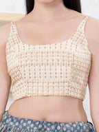 Joban Fashion Gold Shift Sleeveless Back Open Blouse