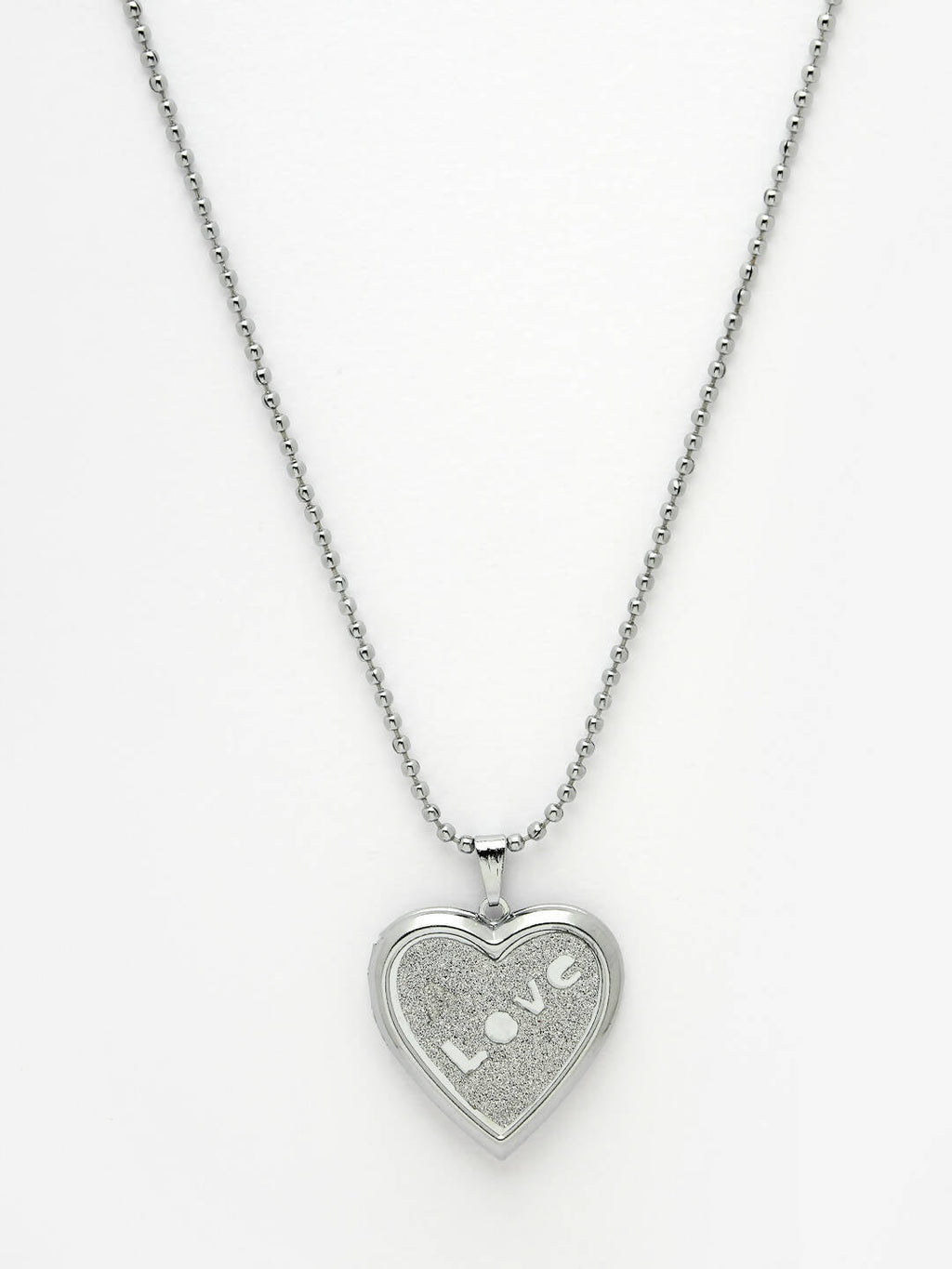 NVR Men Silver Plated Heart Shaped Pendent With Picture Frame And Chain