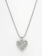 NVR Men Silver Plated Heart Shaped Pendent With Picture Frame And Chain