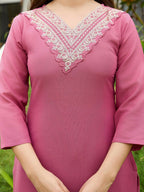 The52 Gajri Women's Beautiful Embroidered Rayon Fabric with Straight Kurta, Pant and Dupatta Set - Distacart