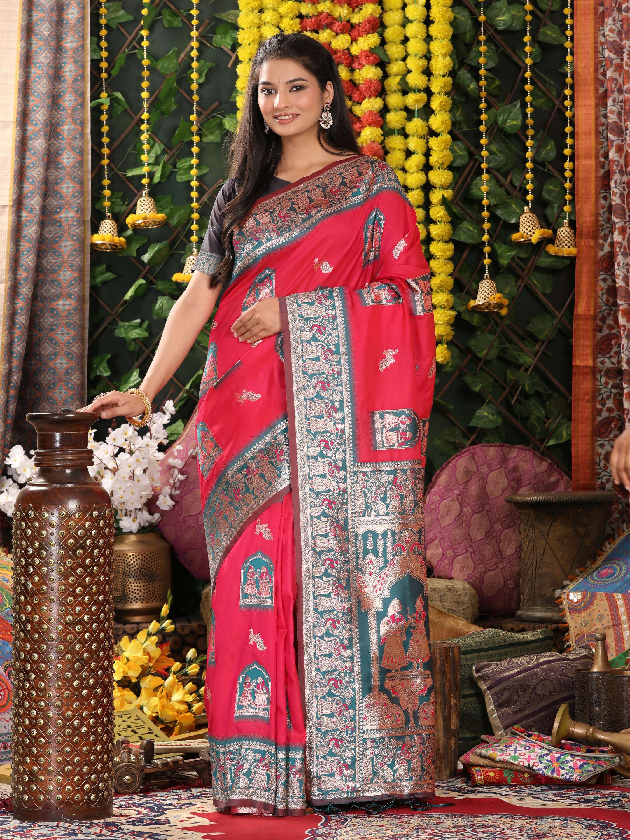 Shree Shyam Fashion Silk Pink Saree - Distacart